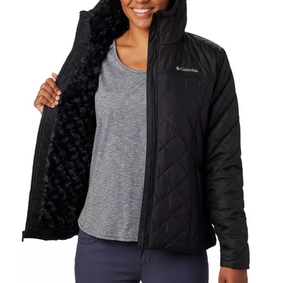 NWT COLUMBIA XL 16/18 copper crest black hooded jacket - Picture 5 of 8